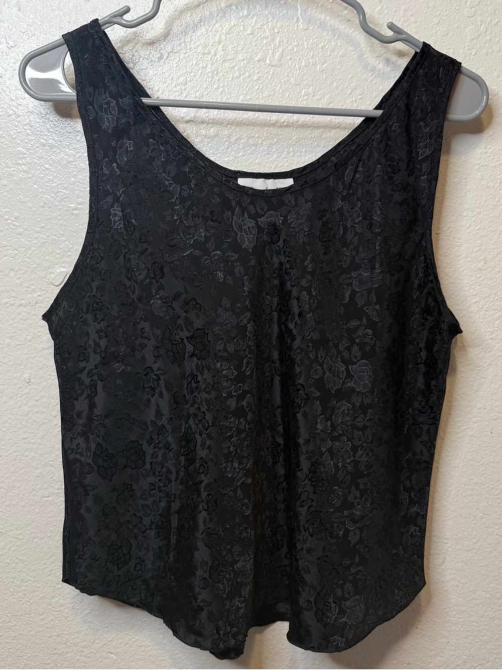 Women's Black Floral Jacquard Tank Top